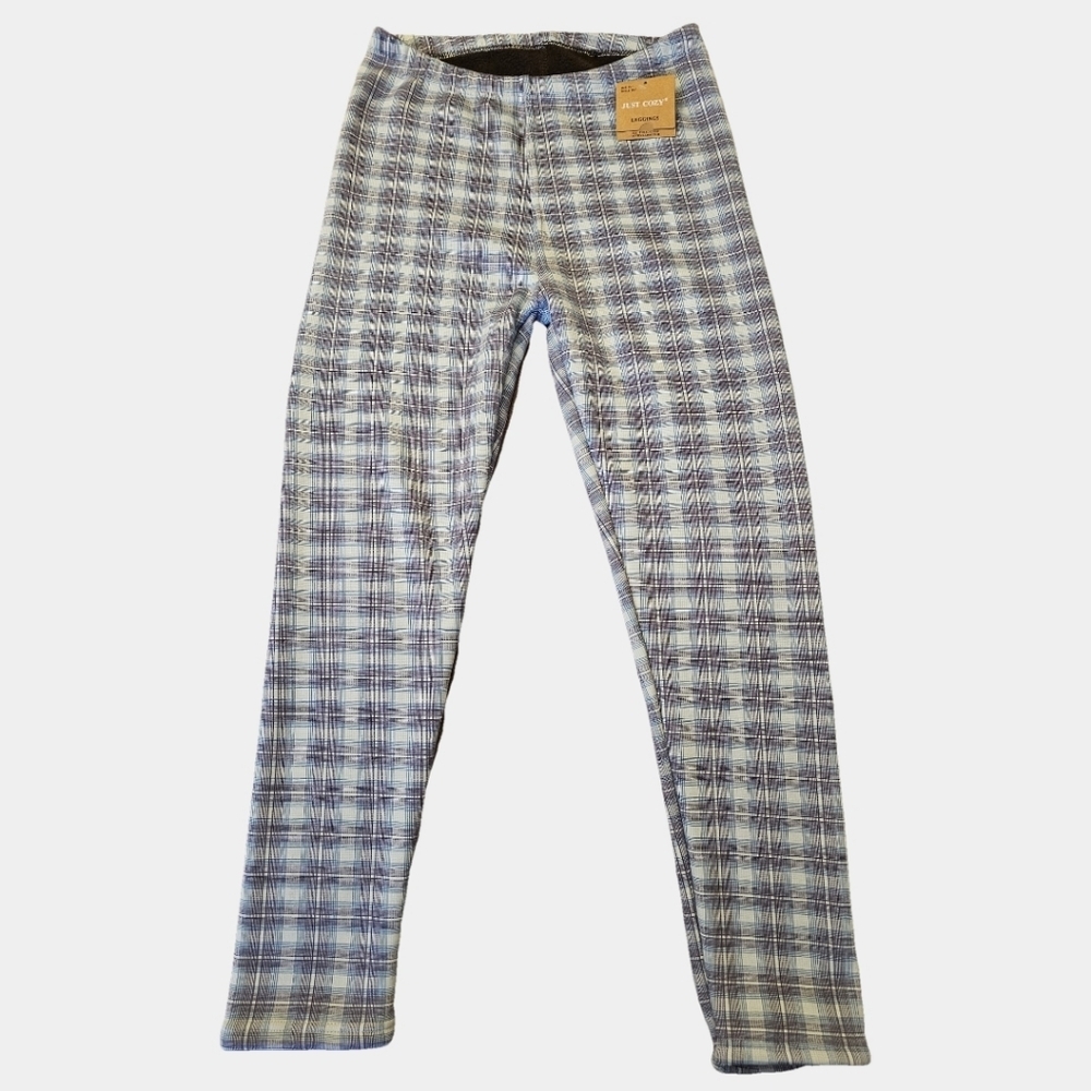 Just Cozy High Waist Fleece Lined Plaid 8 Way Stretch Leggings Size XL